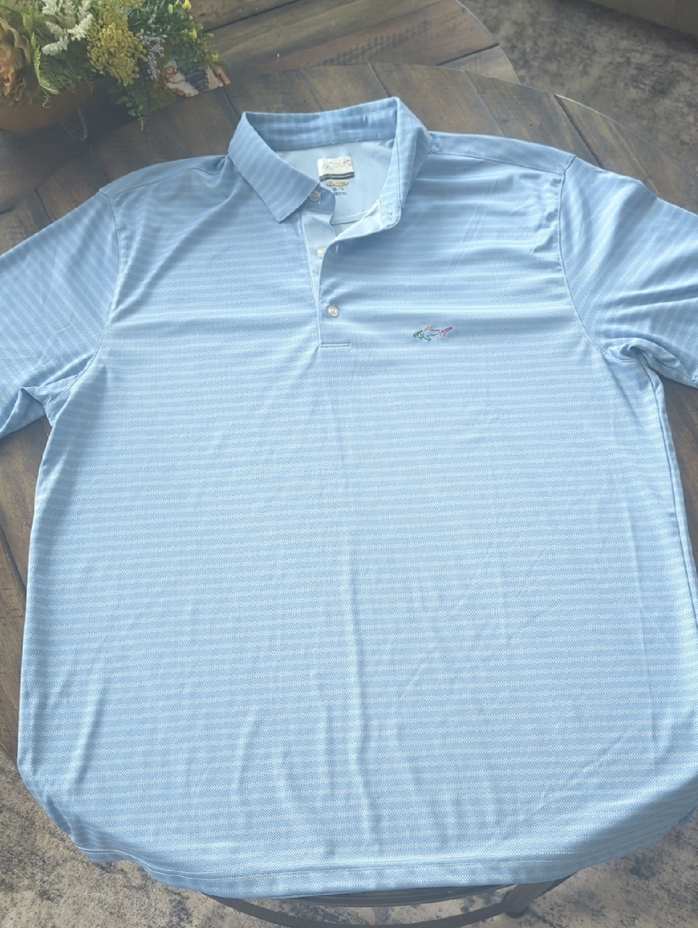 Greg Norman Collection Pale Blue Micro-Striped Polo